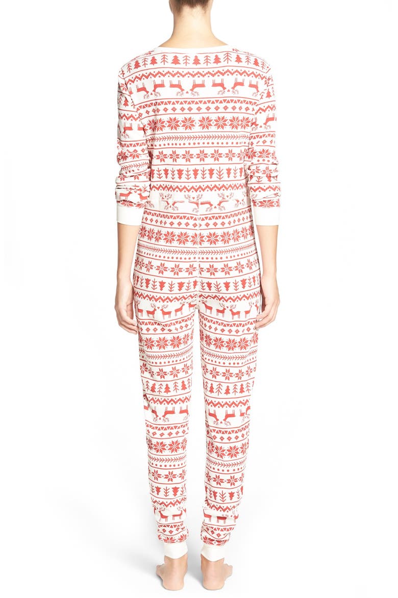 Holiday Thermal One-Piece Pajamas, Alternate, color, RED BEAUTY FAIRISLE SKETCH