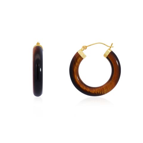 Tigers Eye Hoop Earrings