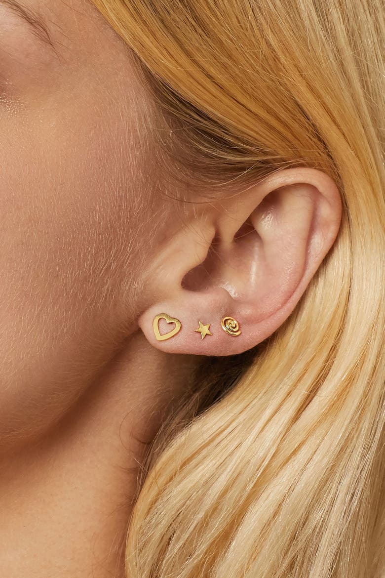 14K Yellow Gold Open Your Heart Studs, Alternate, color, Yellow Gold