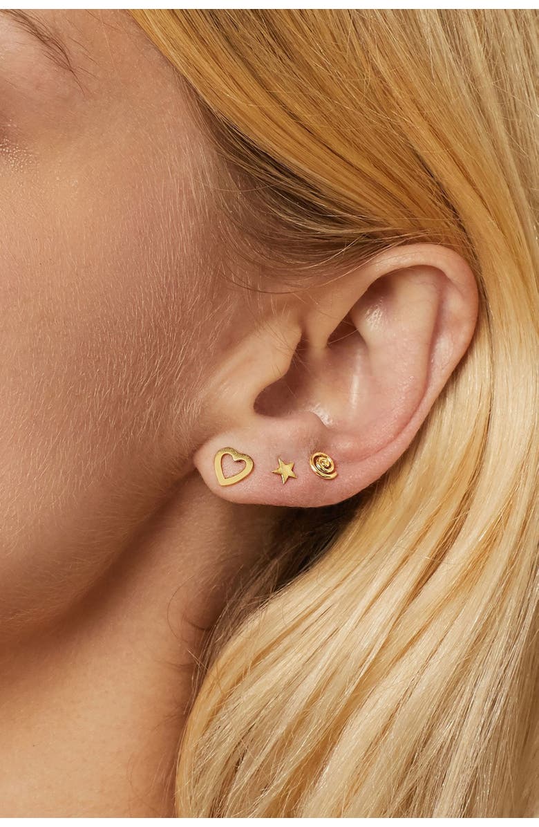 Oradina 14K Yellow Gold Open Your Heart Studs, Alternate, color, Yellow Gold