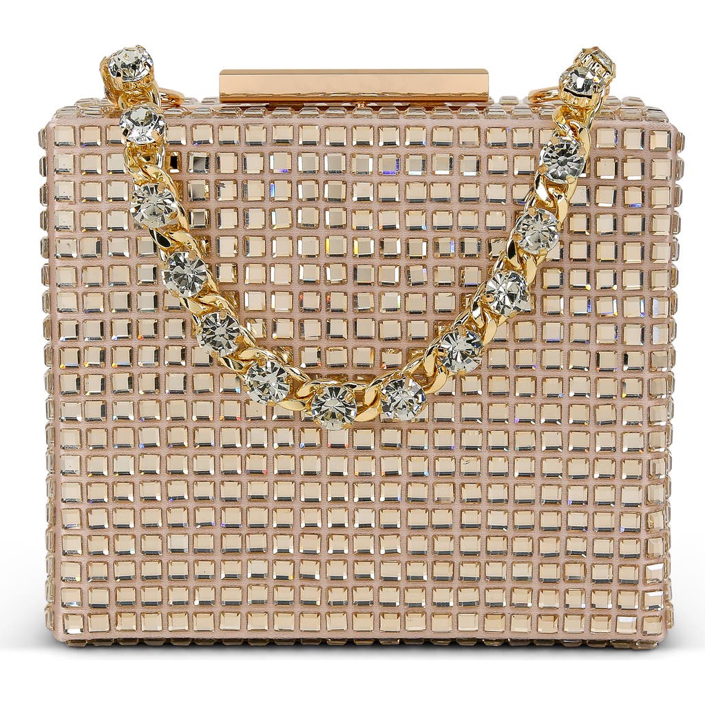 Jewel Badgley Mischka Serenity Crystal Box Clutch In Gold