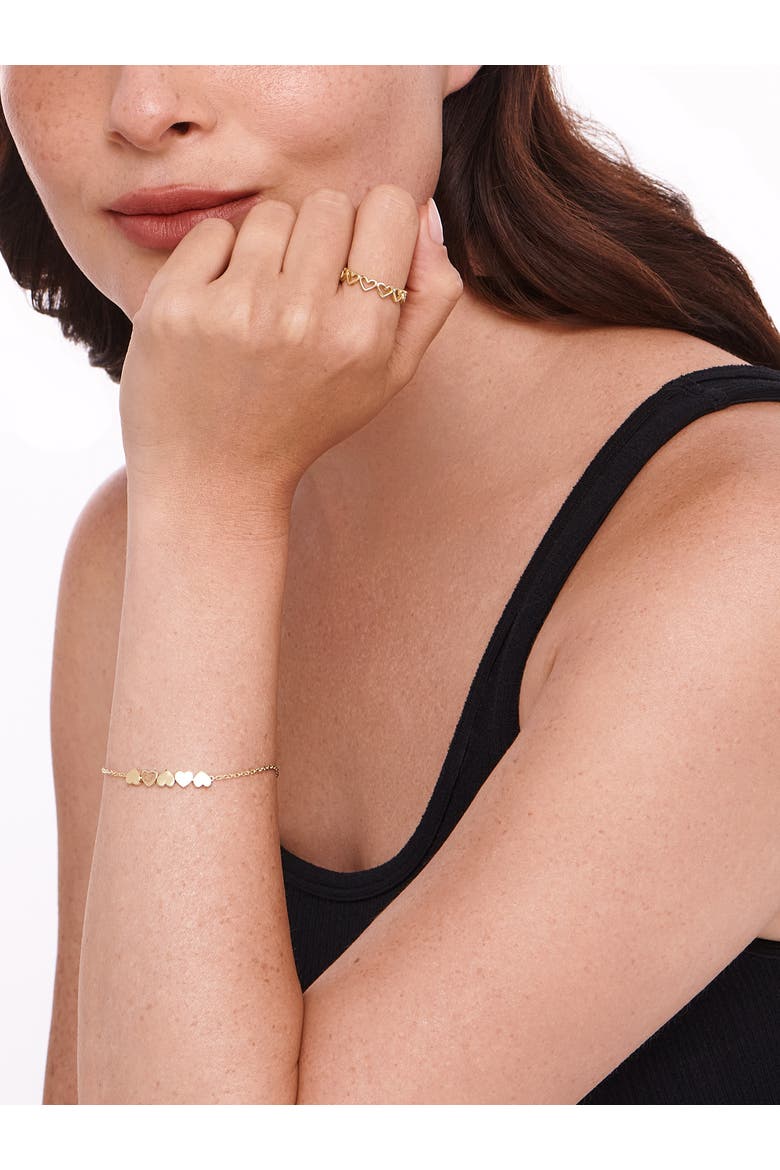 Sweet Heart Chain Bracelet in 14K Gold, Alternate, color, Yellow Gold