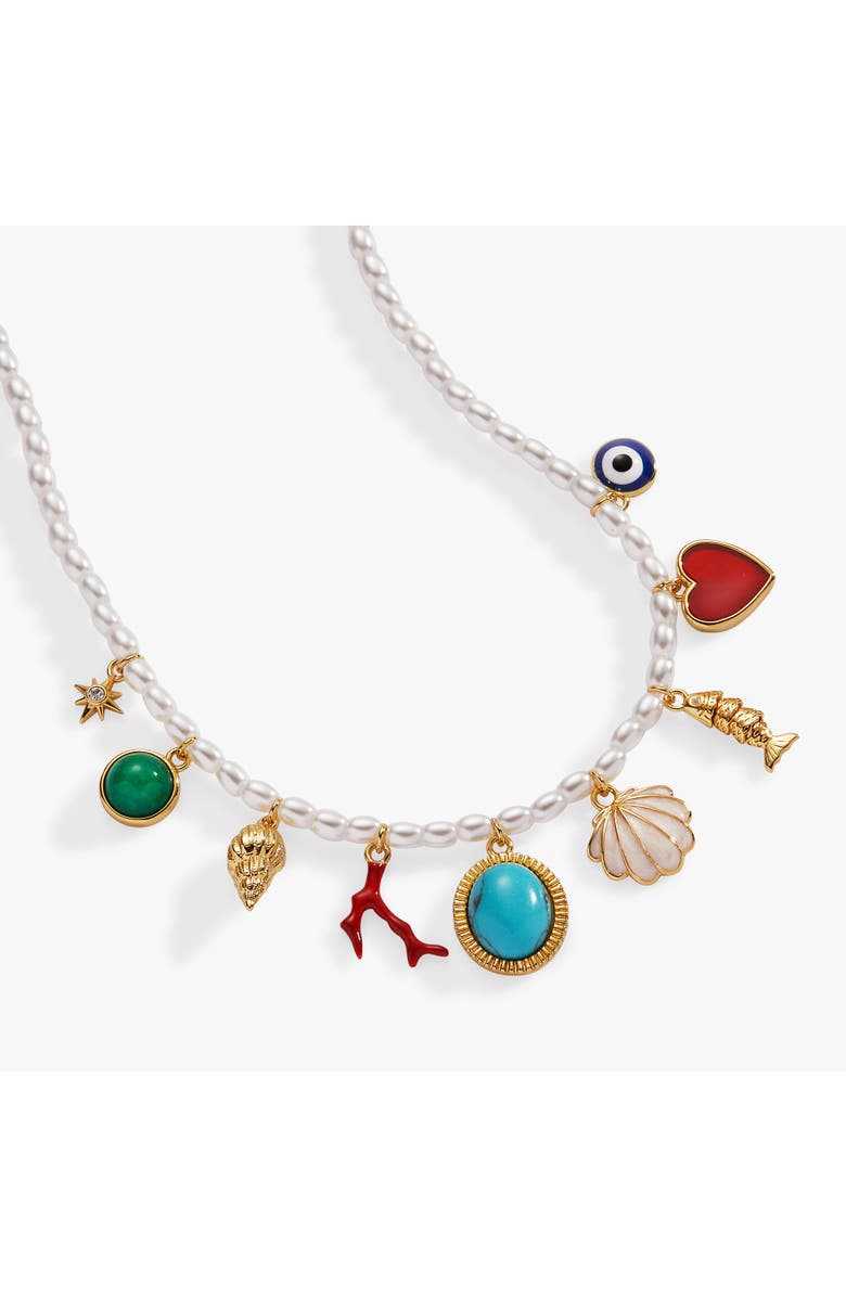 Alex and Ani Moonlight Beach Pearl Charm Necklace, Alternate, color, Multi