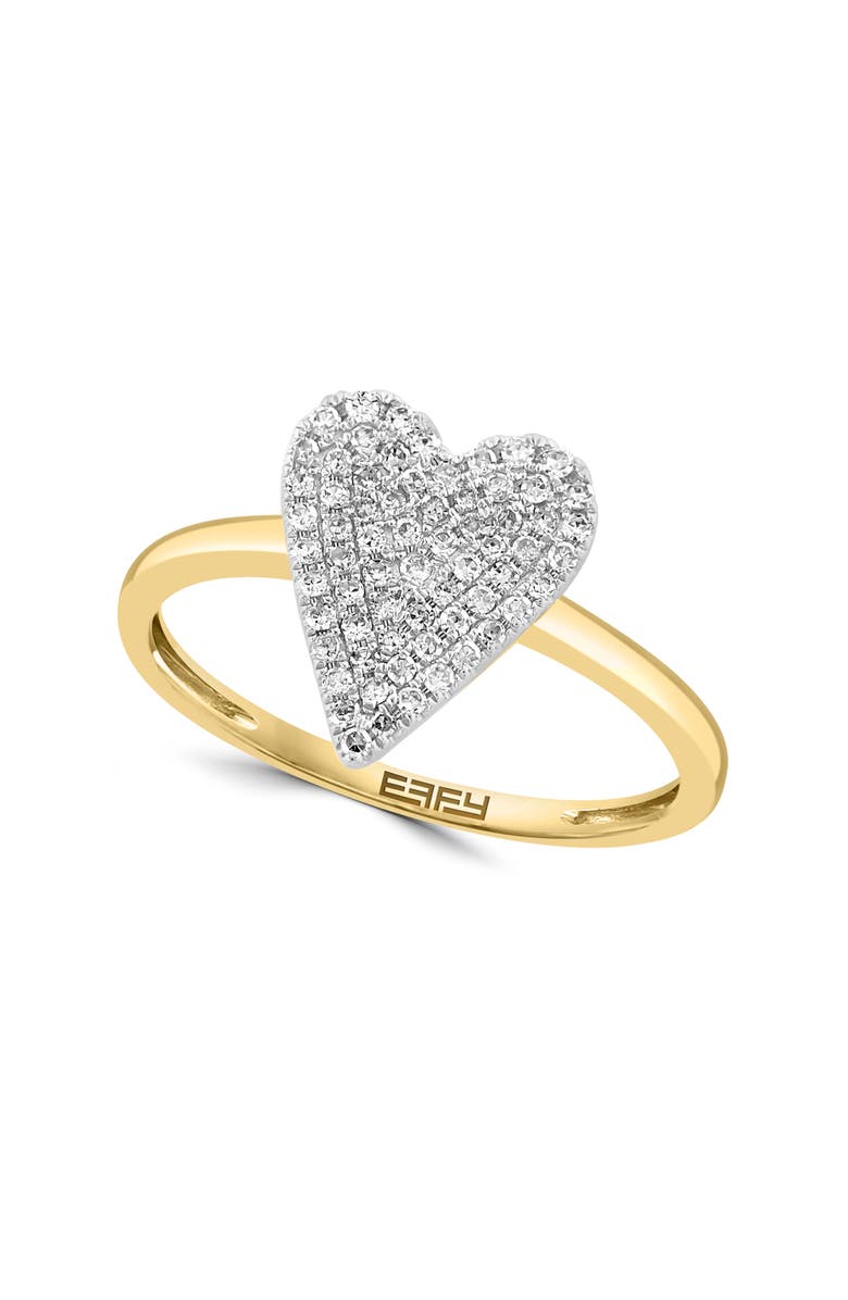 EFFY 14K Yellow Gold & Diamond Heart Ring - 0.33 ctw, Main, color,