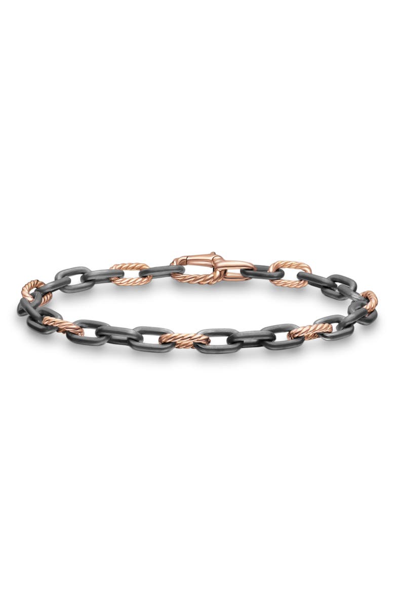 David Yurman DY Madison Chain Bracelet in Grey Titanium with 18K Rose Gold, 6mm, Main, color, Alternative Material