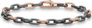 David Yurman DY Madison Chain Bracelet in Grey Titanium with 18K Rose Gold, 6mm
