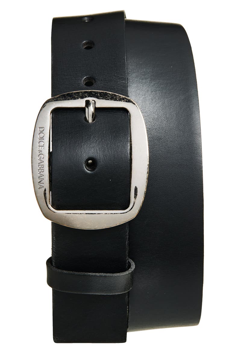 Washed Leather Belt, Main, color, 80999 NERO