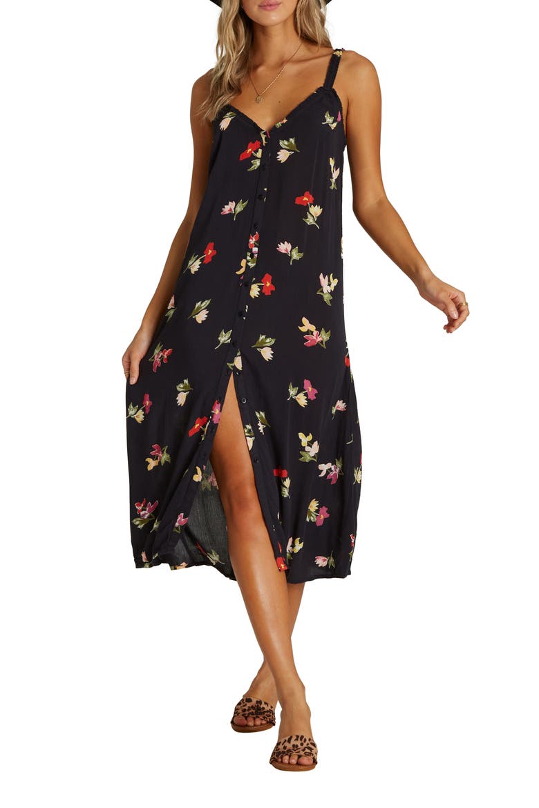 Sweet Edges Midi Dress, Main, color, BLACK