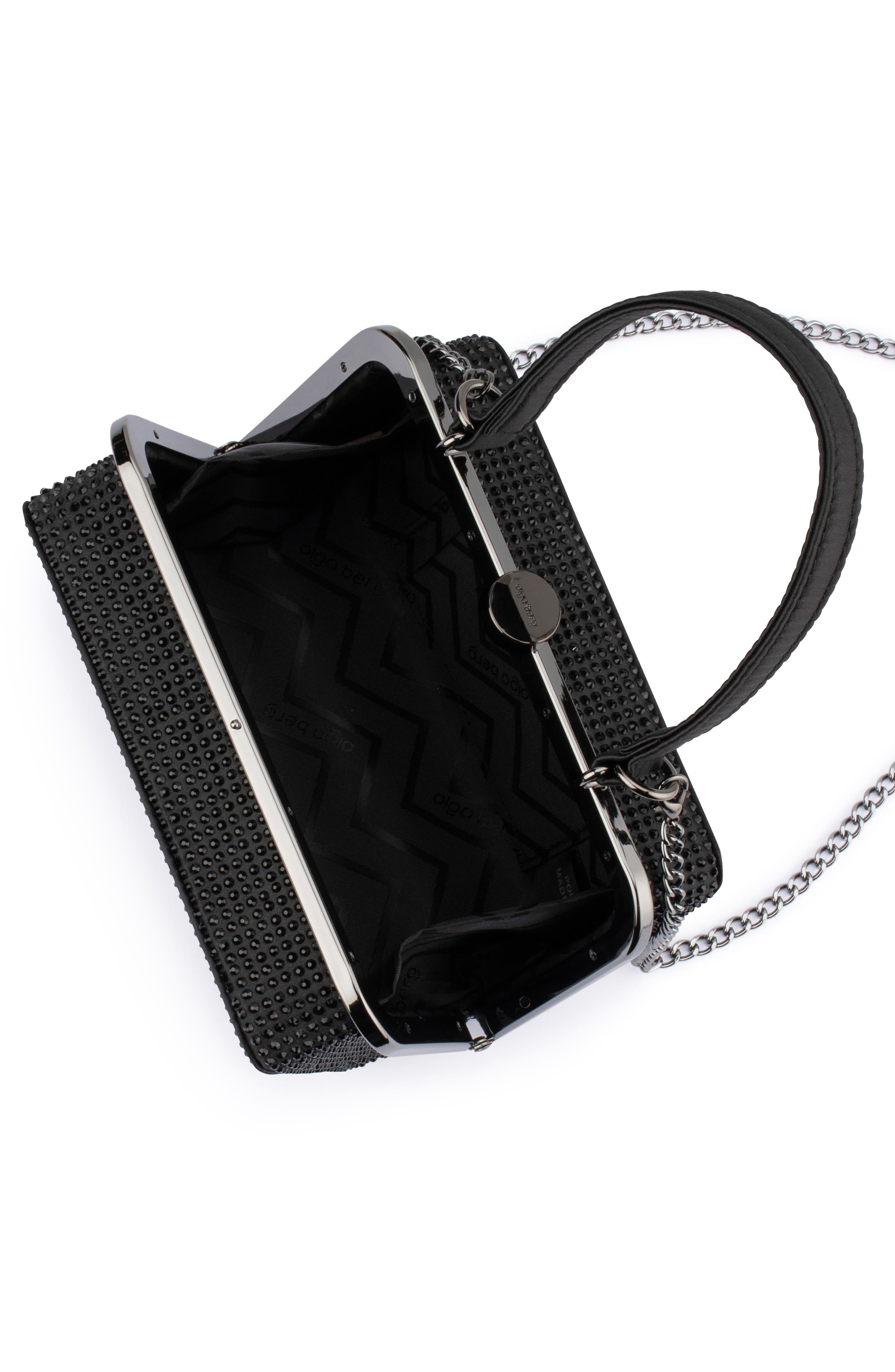 Olga Berg Rita Hotfix Top Handle Bag, Alternate, color, Black