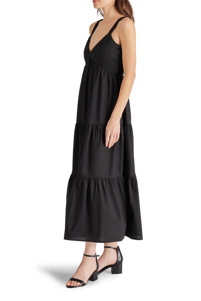 Eliora Tiered Cotton Sundress, Alternate, color, BLACK