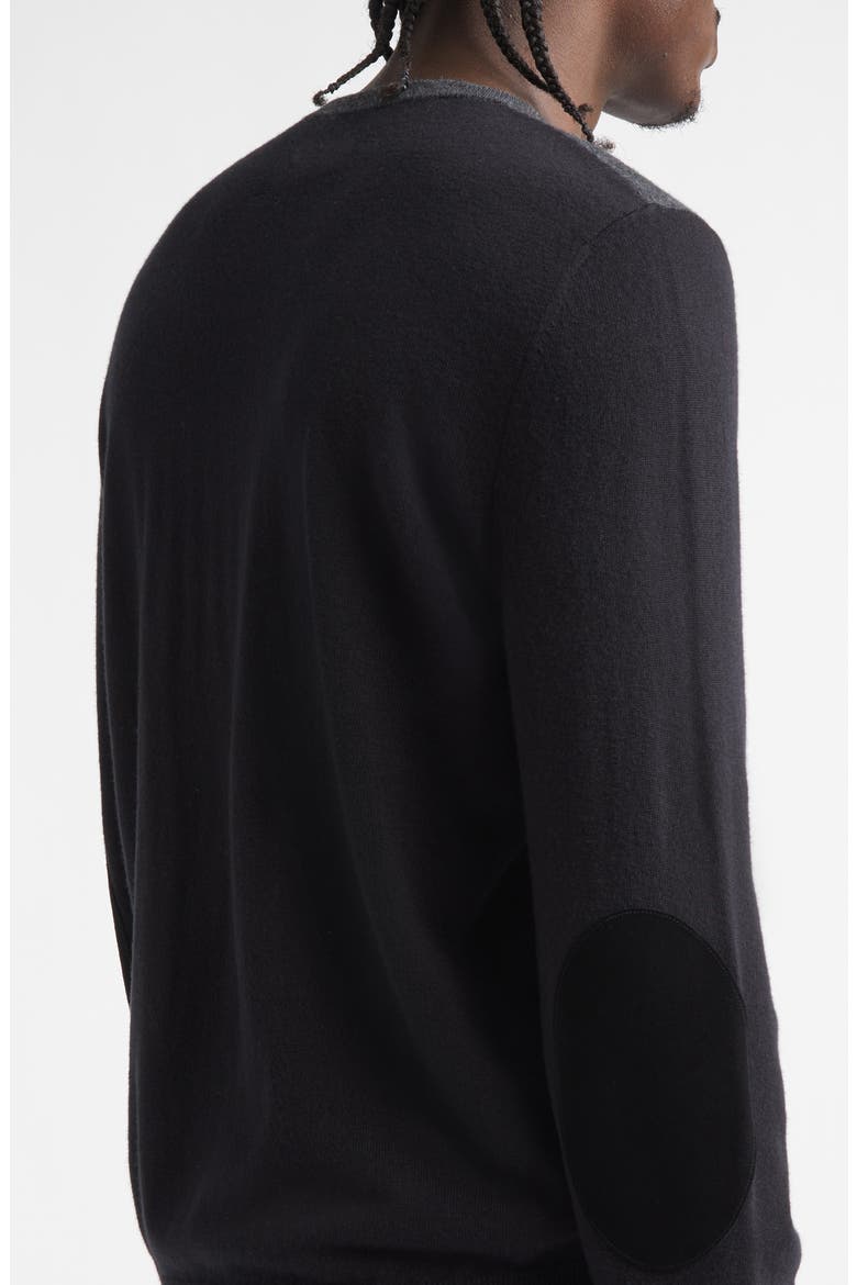 Colorblock Wool Crewneck Sweater, Alternate, color, GREY/ BLACK