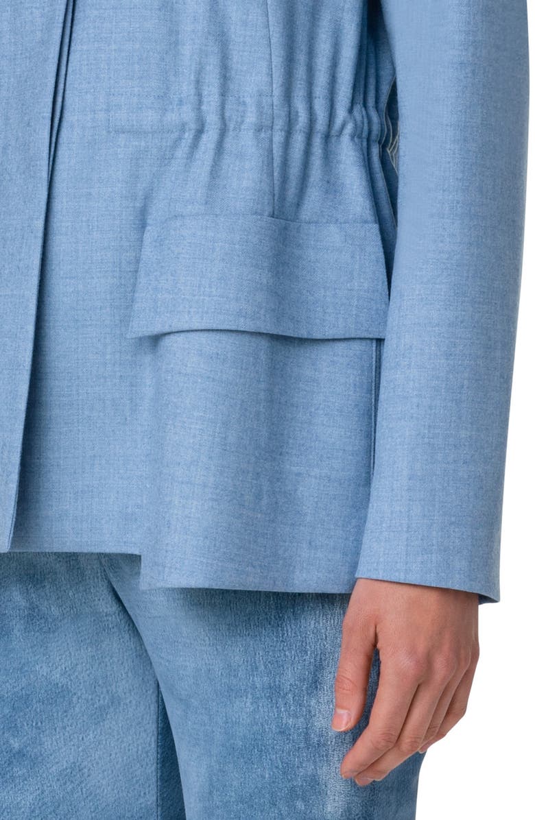 Akris Cinch Waist Stretch Wool Flannel Jacket, Alternate, color,