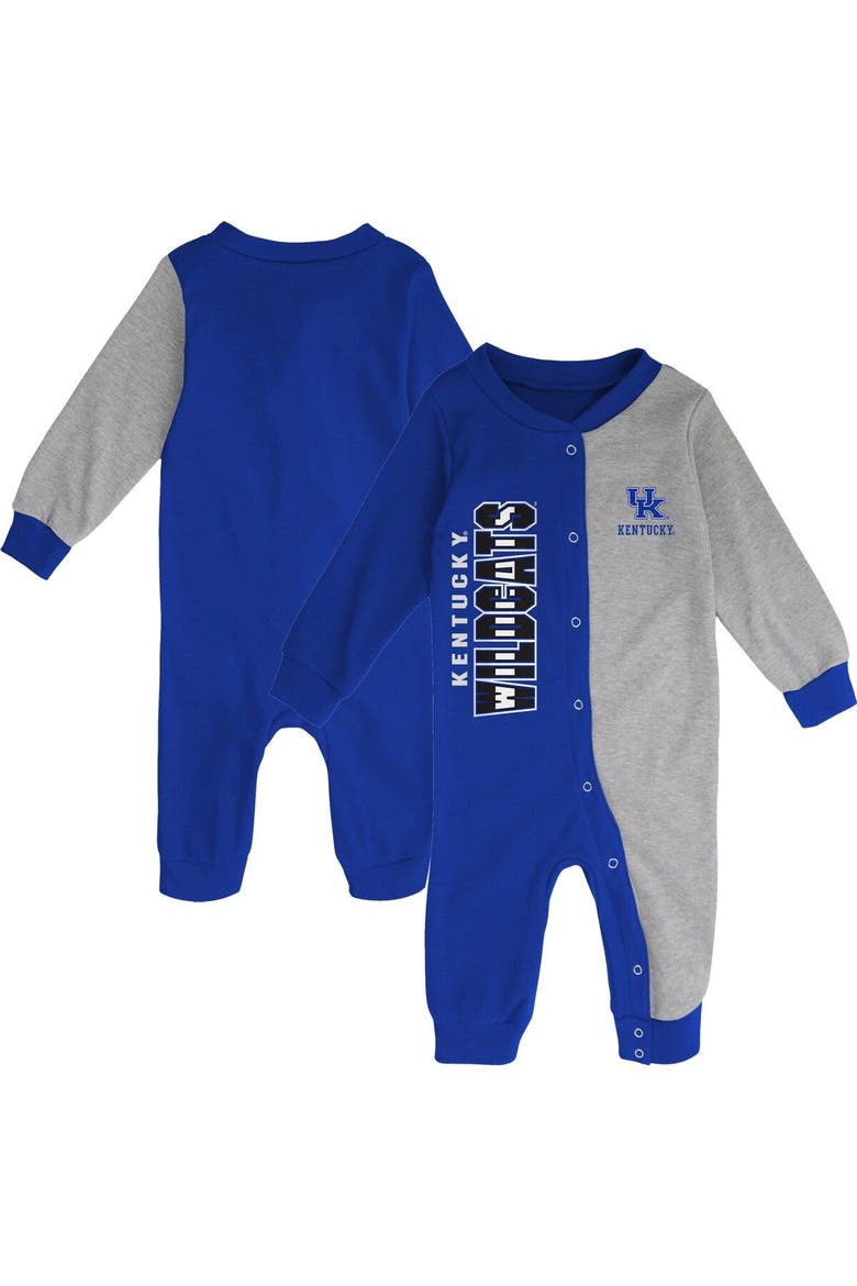 Infant Royal/Heather Gray Kentucky Wildcats Halftime Two-Tone Sleeper, Main, color, Royal