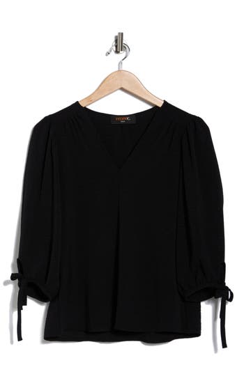Renee C Ditsy Puff Sleeve Blouse In Black