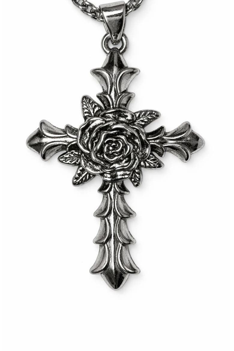 Cross Pendant Necklace, Alternate, color, SILVER