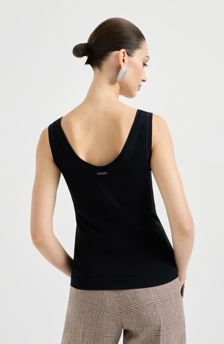 Brunello Cucinelli Ribbed jersey top, Alternate, color, Black