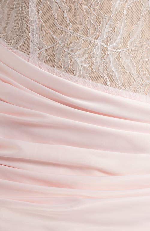 Sonya Moda Dalia Mixed Media Gown In Blush