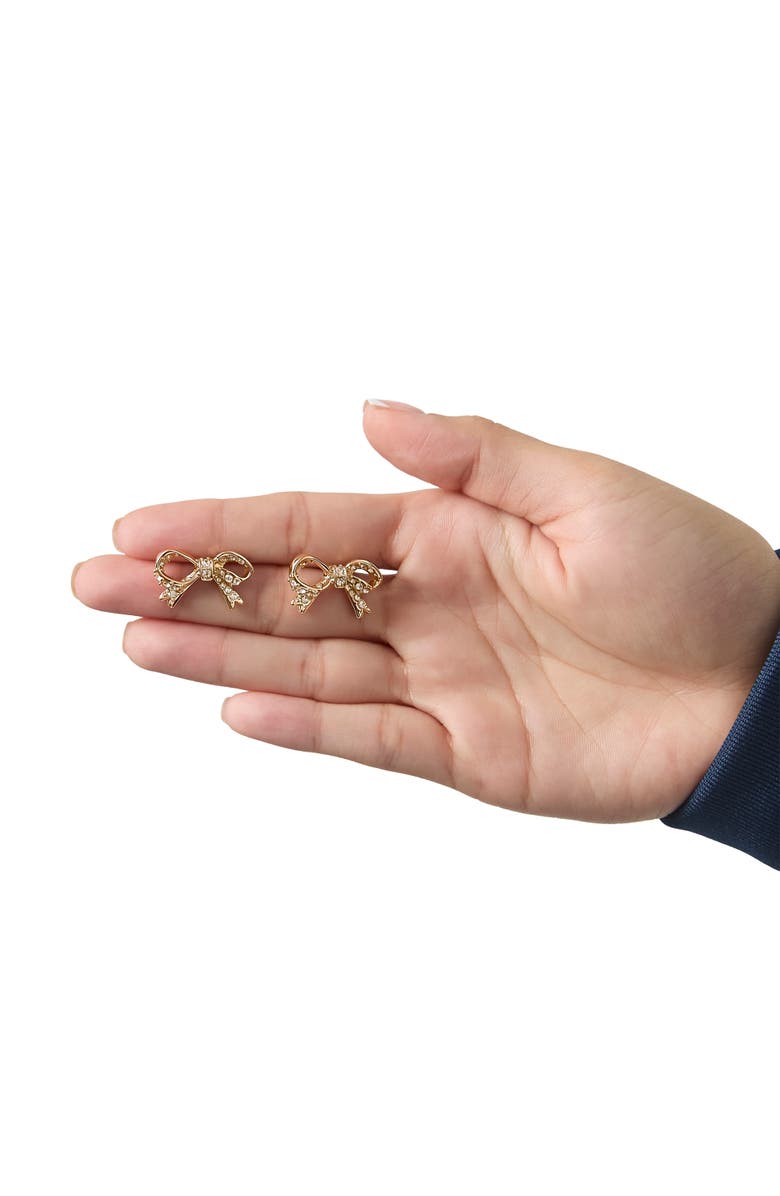 Juicy Couture Pavé Bow Necklace & Stud Earring Set, Gold-Tone, Alternate, color, Gold Tone