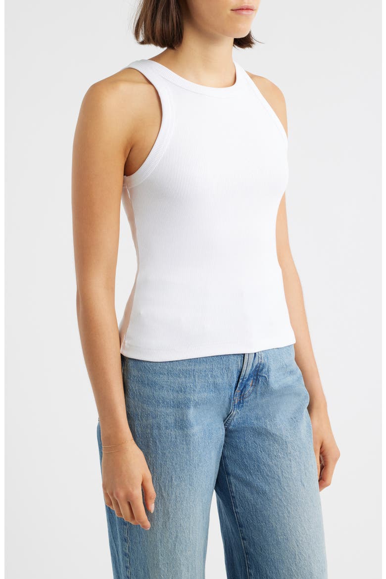 Stretch Cotton Tank, Alternate, color, WHITE