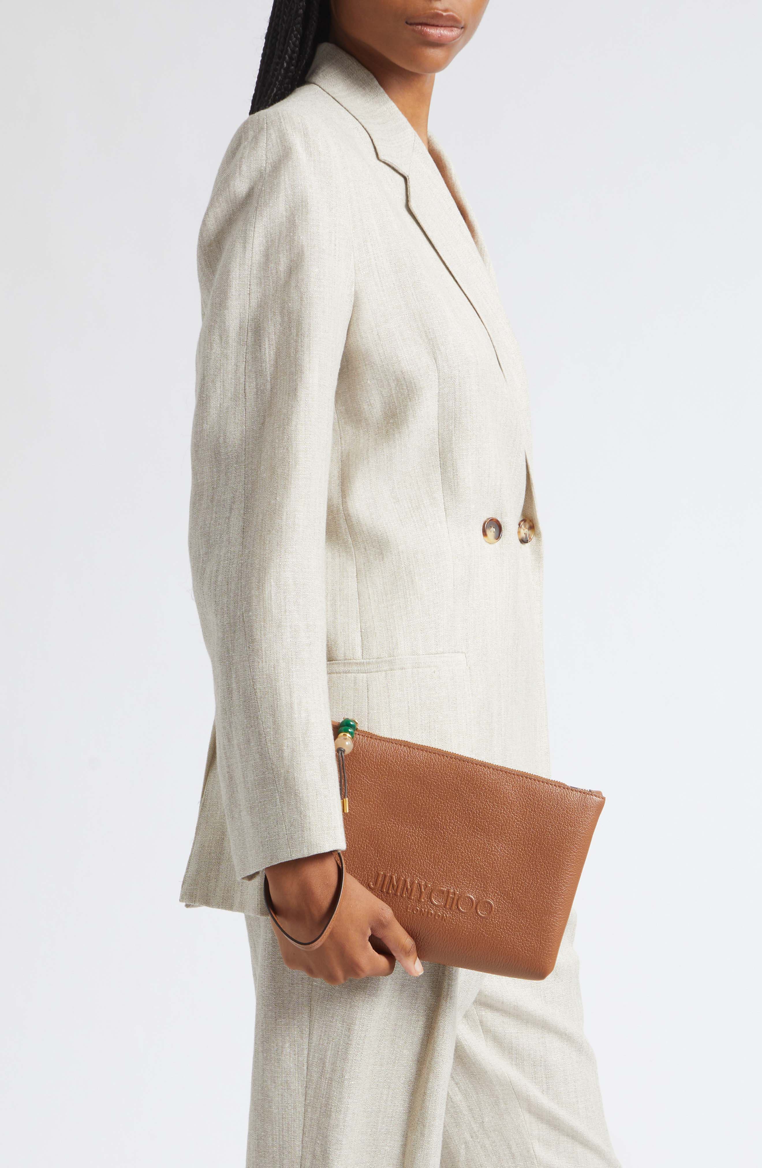 Zip Flat Pouch, Alternate, color, TAN/ LIGHT GOLD