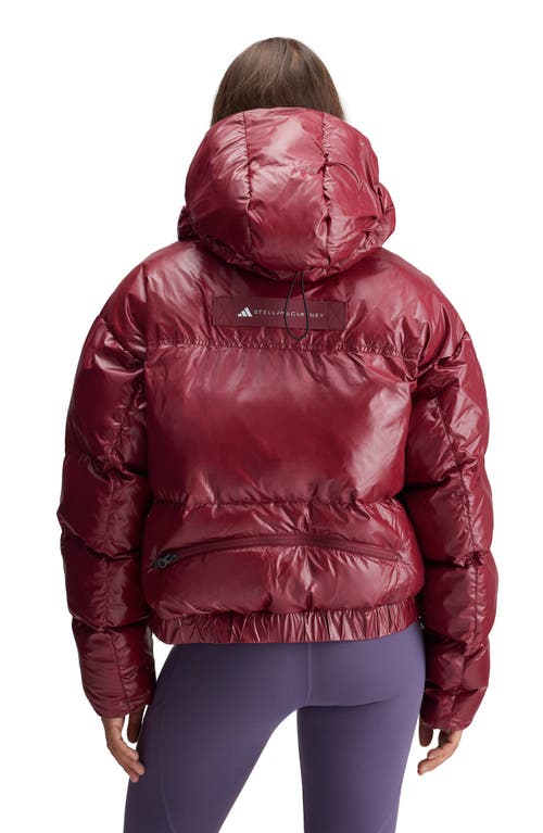 Adidas By Stella Mccartney Short Hooded Wind.rdy Puffer Jacket In Red