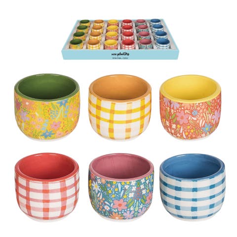 Mini Dolomite Summery Pots Set of 24 - Ceramic Planters for Indoor and Outdoor Use