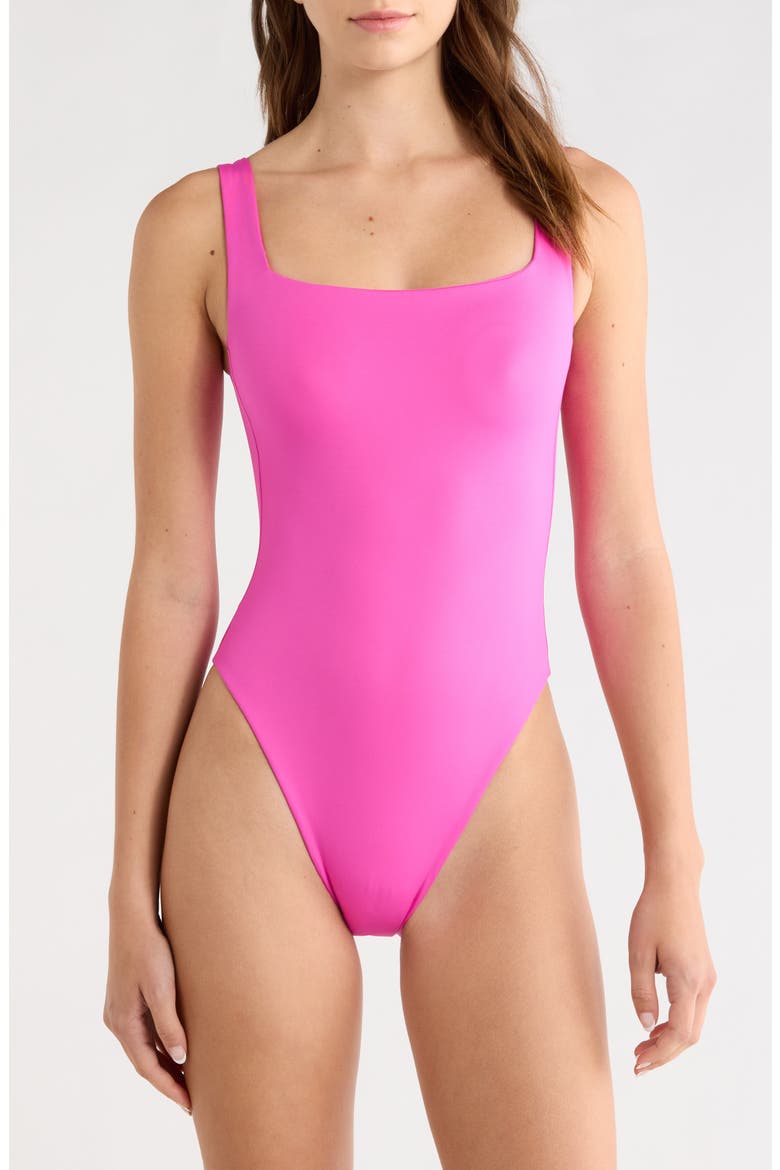 Streamline One-Piece Swimsuit, Main, color, HOT PINK