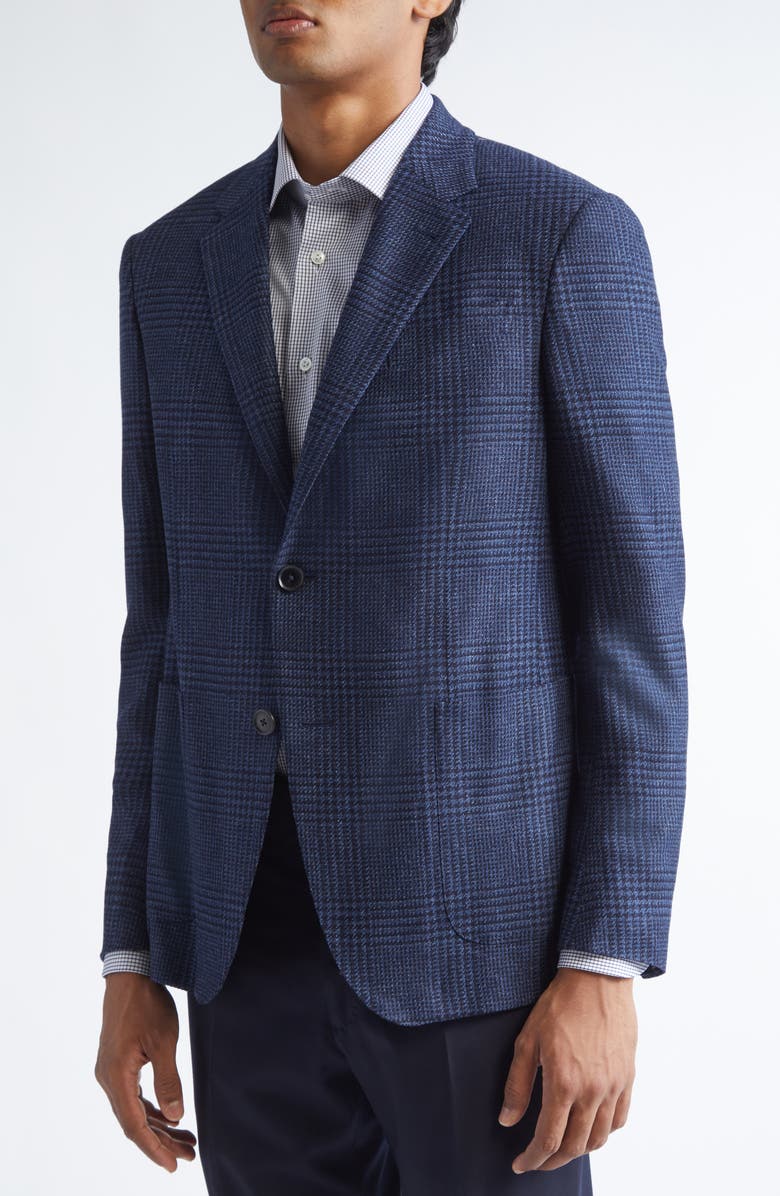 ZEGNA Trofeo Plaid Stretch Wool & Cashmere Sport Coat, Alternate, color, Blue/Dark Blue