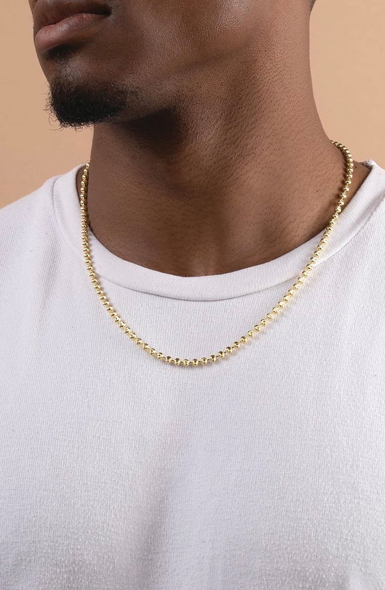 BEST SILVER Gold Plated Sterling Silver Moon Ball Chain Necklace, Alternate, color, Gold