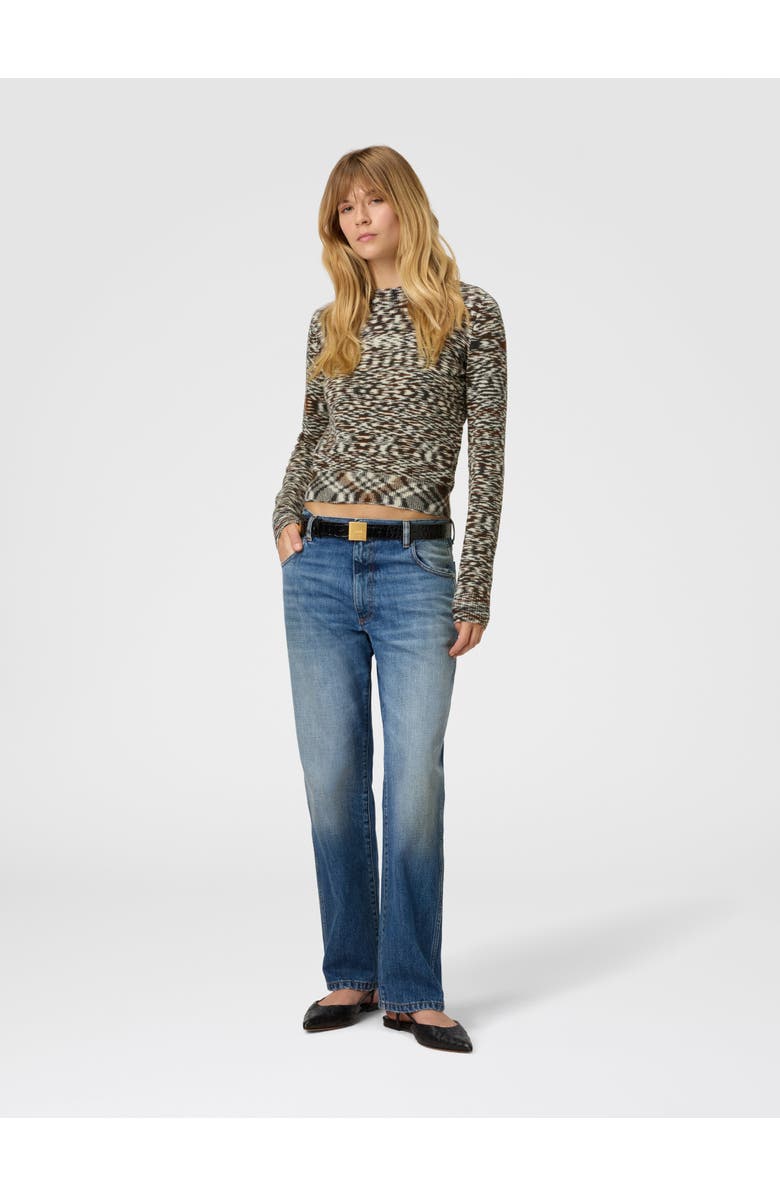 Missoni Crew Neck Sweater With Flame Pattern, Alternate, color, Black & Brown