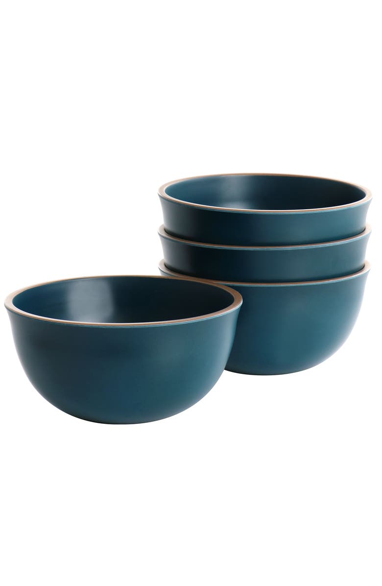 Gibson Home Rockabye 4 Piece Melamine Cereal Bowl Set, Main, color, Dark Teal