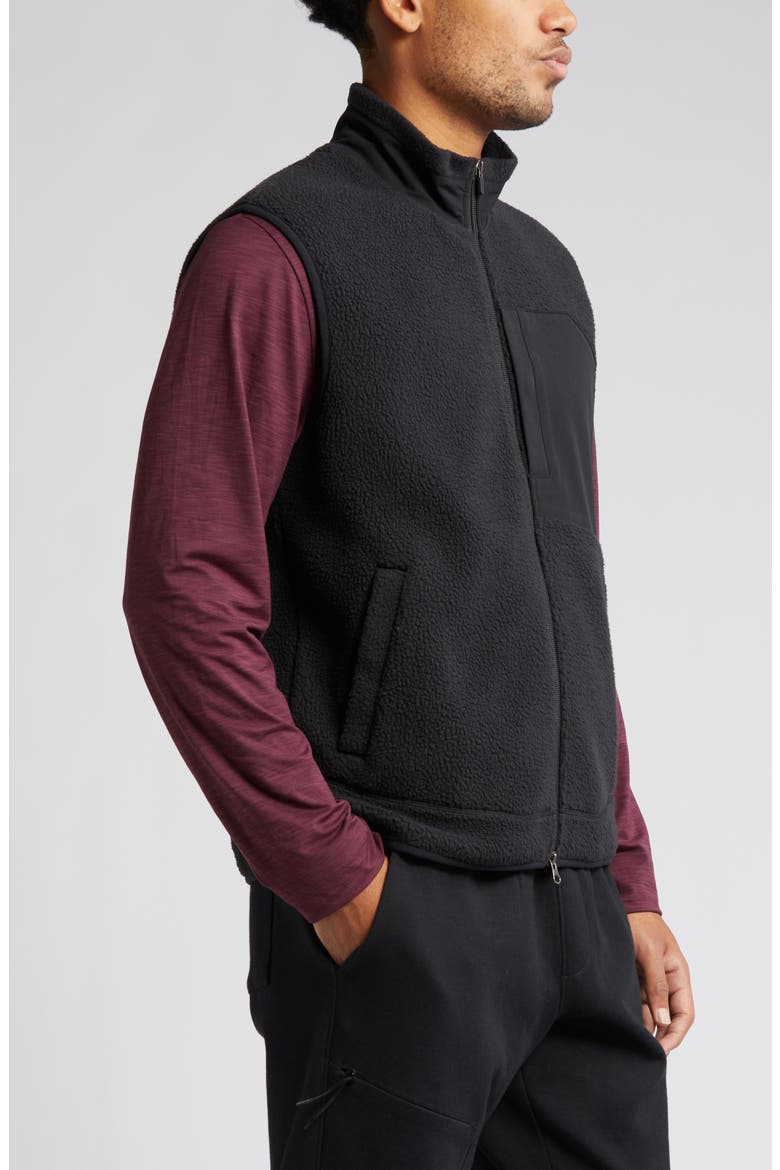High Pile Fleece Vest, Alternate, color, BLACK