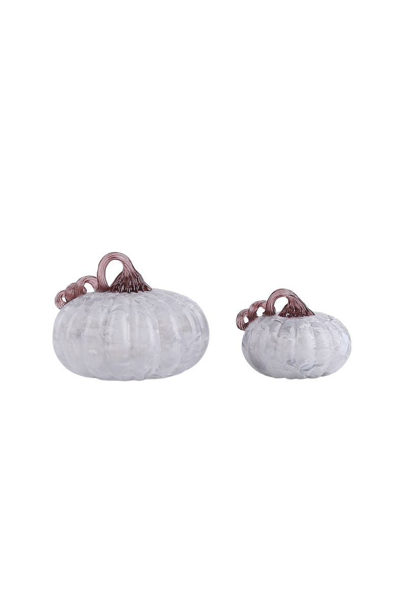 Glass Smokey Pumpkins Set of 2 Decoration, Alternate, color, Gray