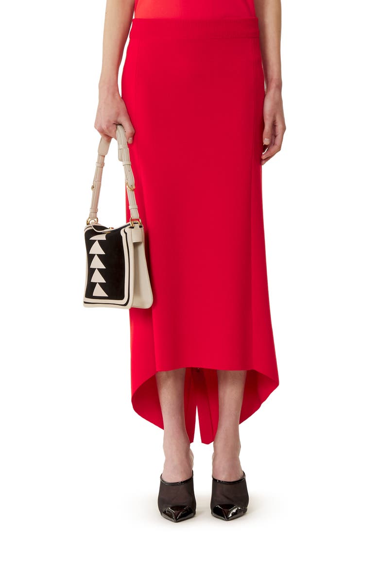 Buttoned Long Skirt In Merino Wool, Alternate, color, Red