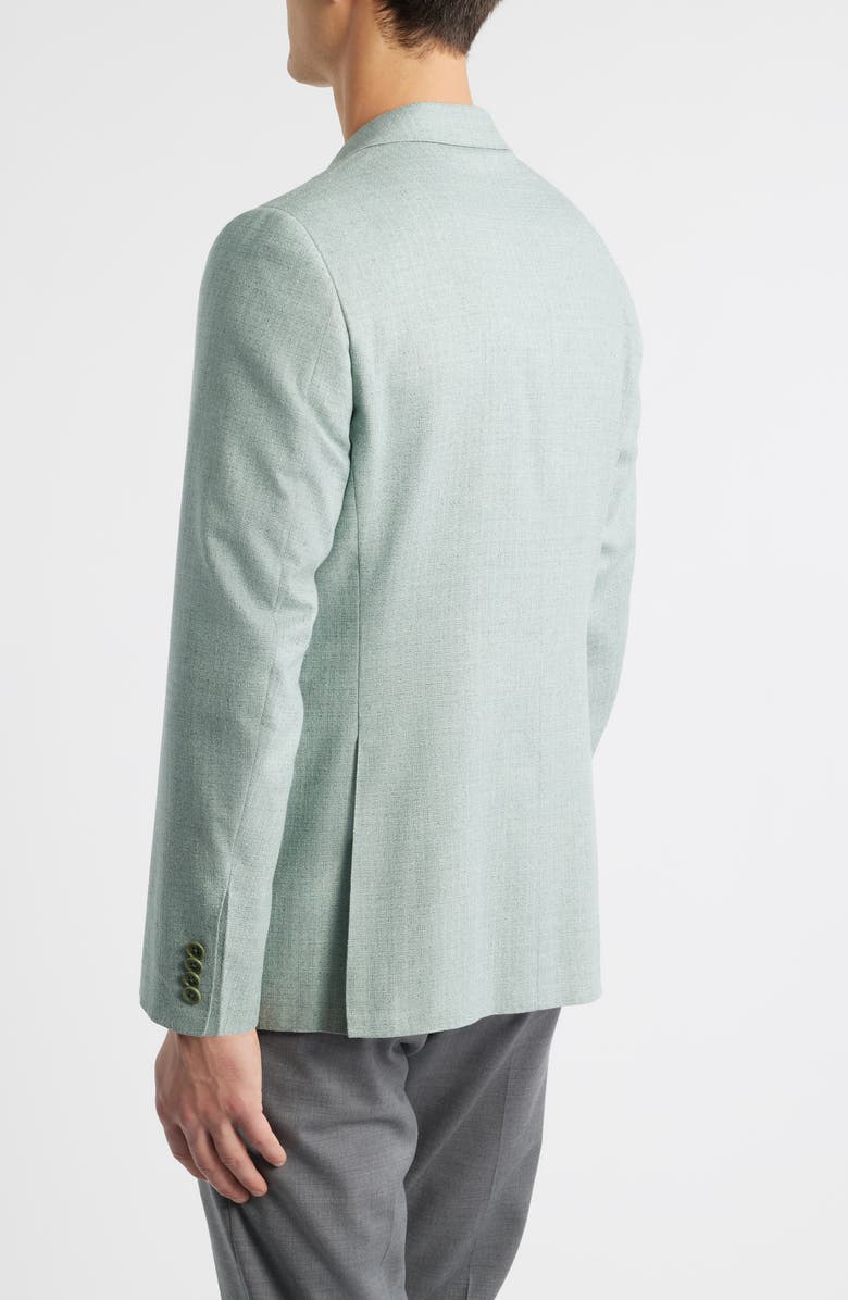 Canali Trim Fit Light Green Check Textured Silk & Wool Sport Coat, Alternate, color, Light Green