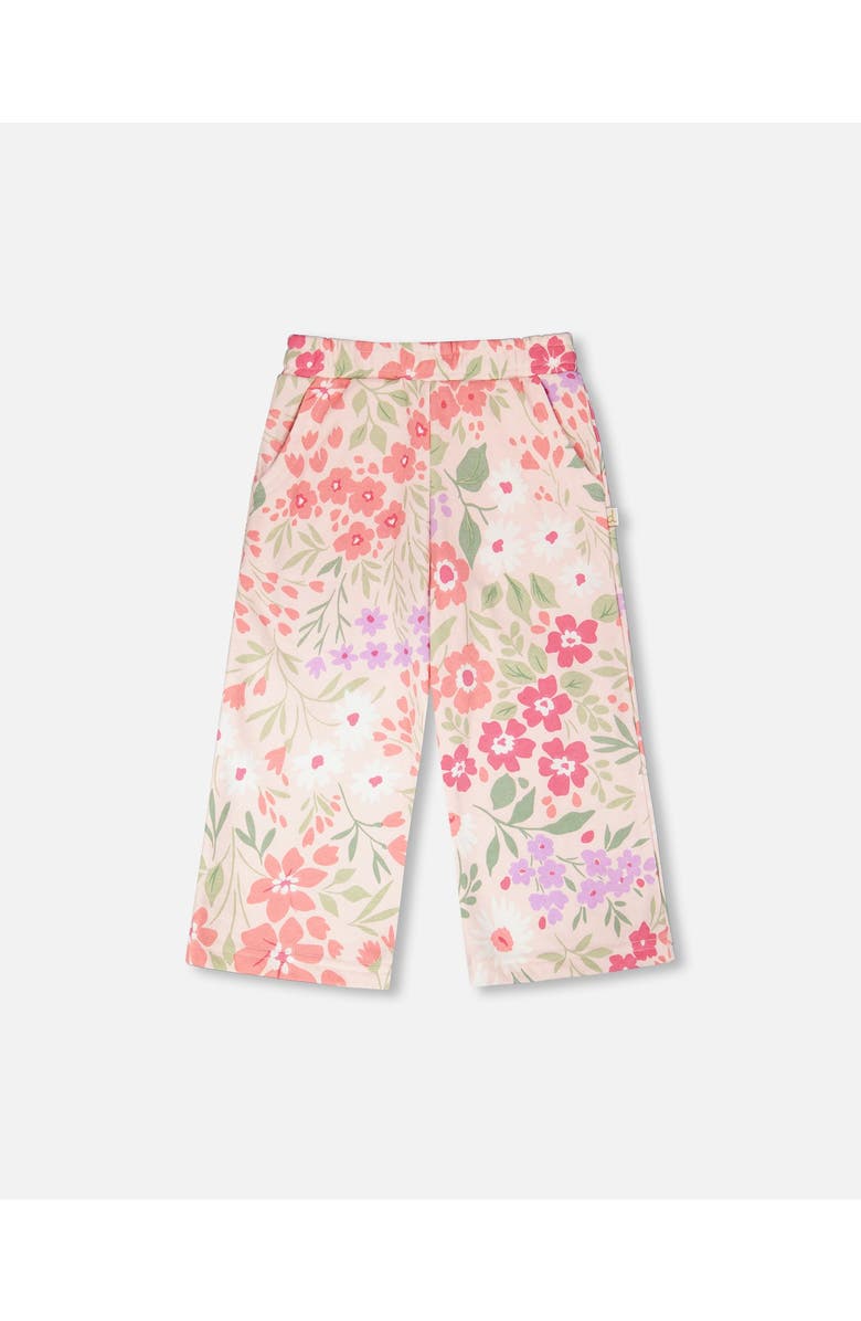 Deux par Deux French Terry Printed Flowers Pants, Main, color, Pink Printed Flowers