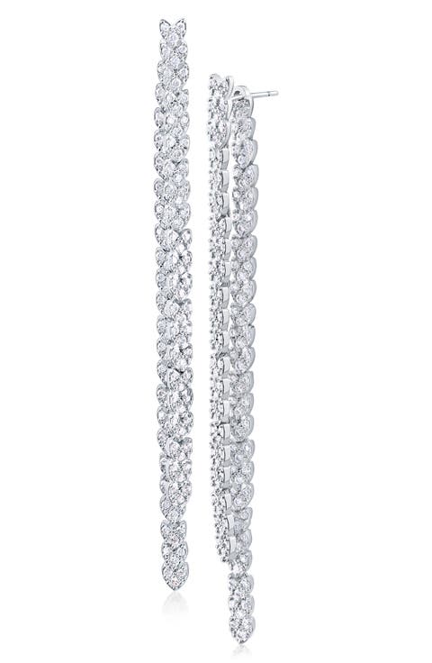 Cubic Zirconia Double Linear Drop Front/Back Earrings