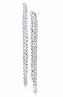 CZ by Kenneth Jay Lane Cubic Zirconia Double Linear Drop Front/Back Earrings