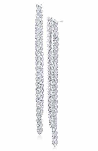 CZ by Kenneth Jay Lane Cubic Zirconia Double Linear Drop Front/Back Earrings