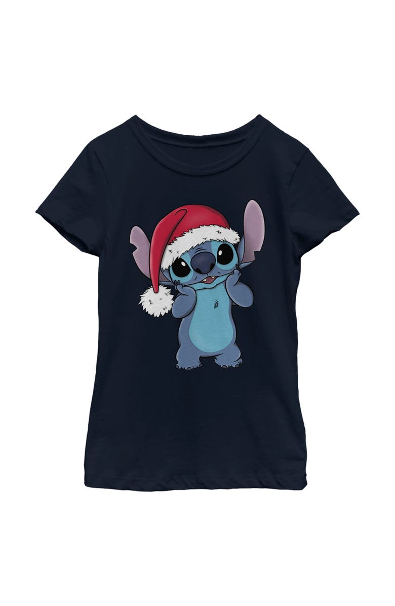 Lilo & Stitch Girl's Lilo & Stitch Santa Surprise  Graphic T-Shirt, Main, color, Navy Blue
