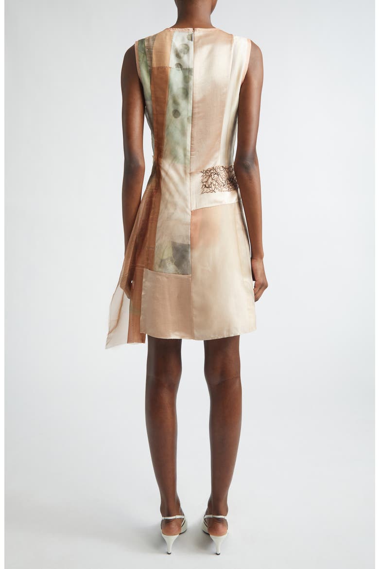Collage Print Silk Organza & Satin Minidress, Alternate, color, LIGHT PINK MULTI