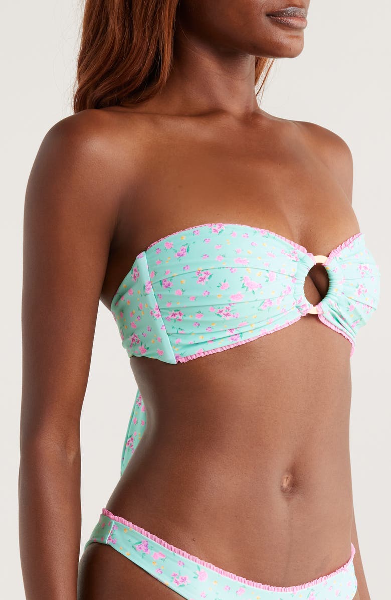 Kulani Kinis Decorative Strapless Bandeau Bikini Top, Alternate, color, Mint Macaron