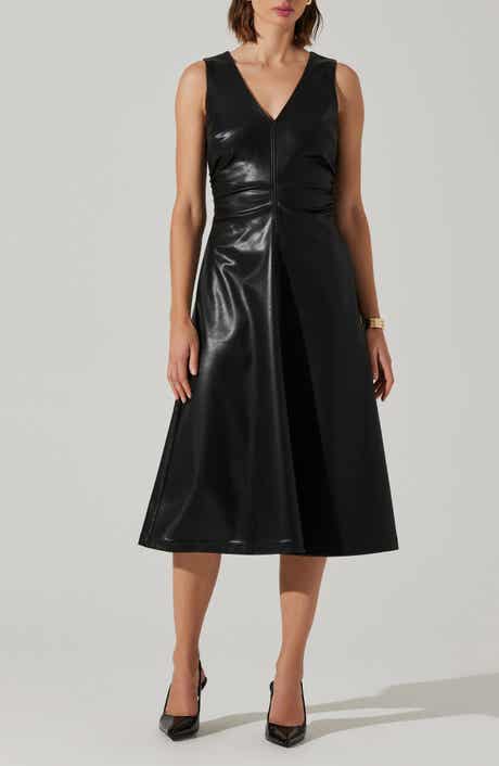 ASTR the Label Omaira Faux Leather Midi Dress