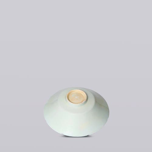 Cobalt Guild Celadon Porcelain Large Peony Conical Bowl In Blue