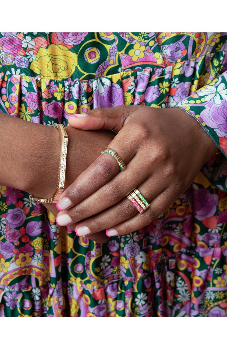 Campbell + Charlotte Spark Etched Stacking Band Ring, Alternate, color, Emerald-Gold