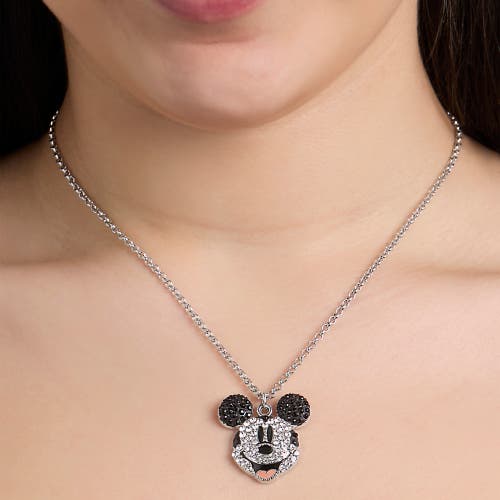 Disney Mickey Mouse Necklace With Pave Crystals, 16"+3" In Metallic