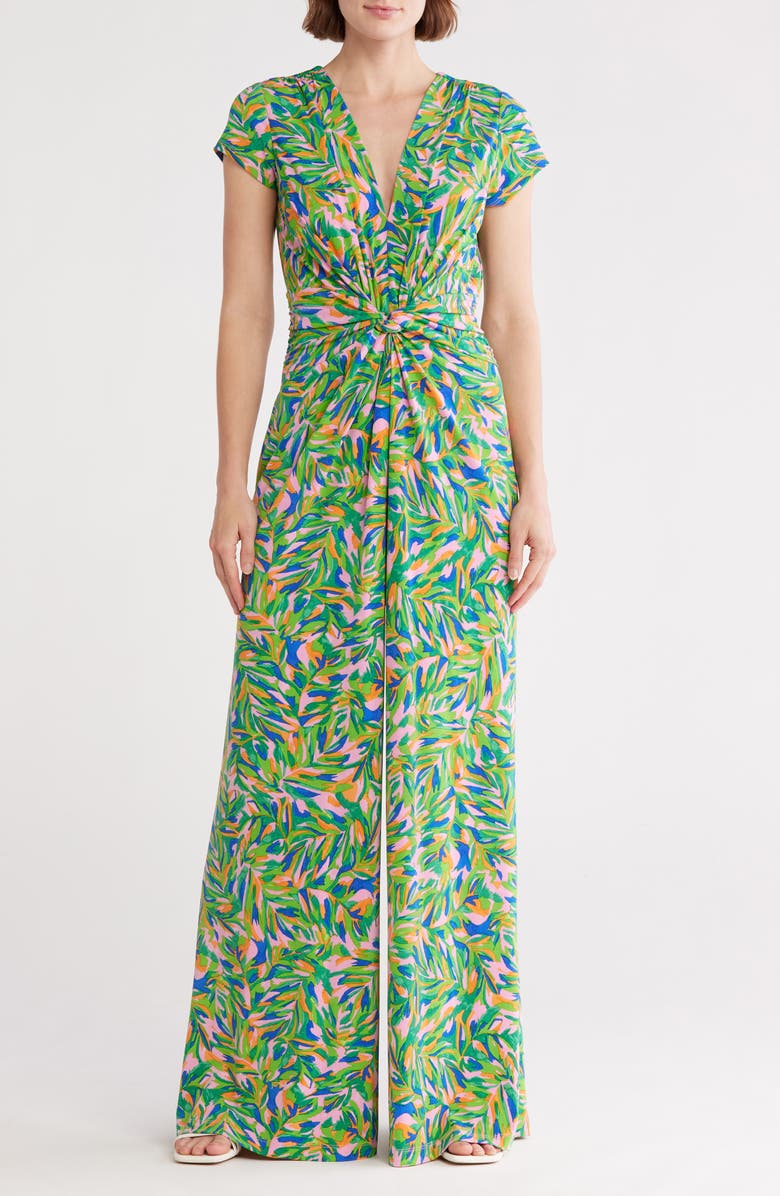 Vince Camuto Twist Front Short Sleeve Jumpsuit, Main, color, 