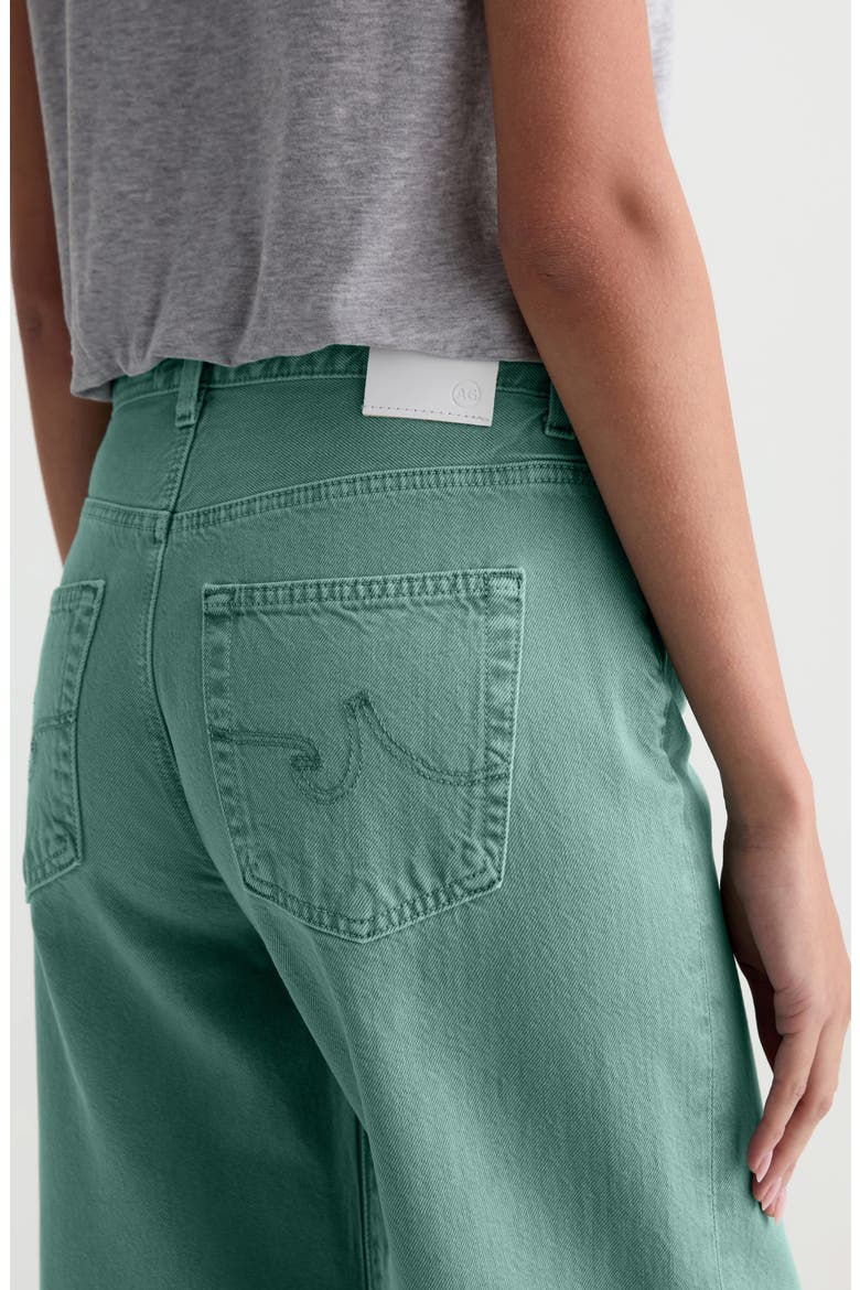 Saige Raw Hem Mid Rise Ankle Wide Leg Jeans, Alternate, color, SULFUR SUNWASHED JADE