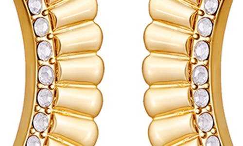 Vince Camuto Crystal Textured Hoop Earrings In Gold