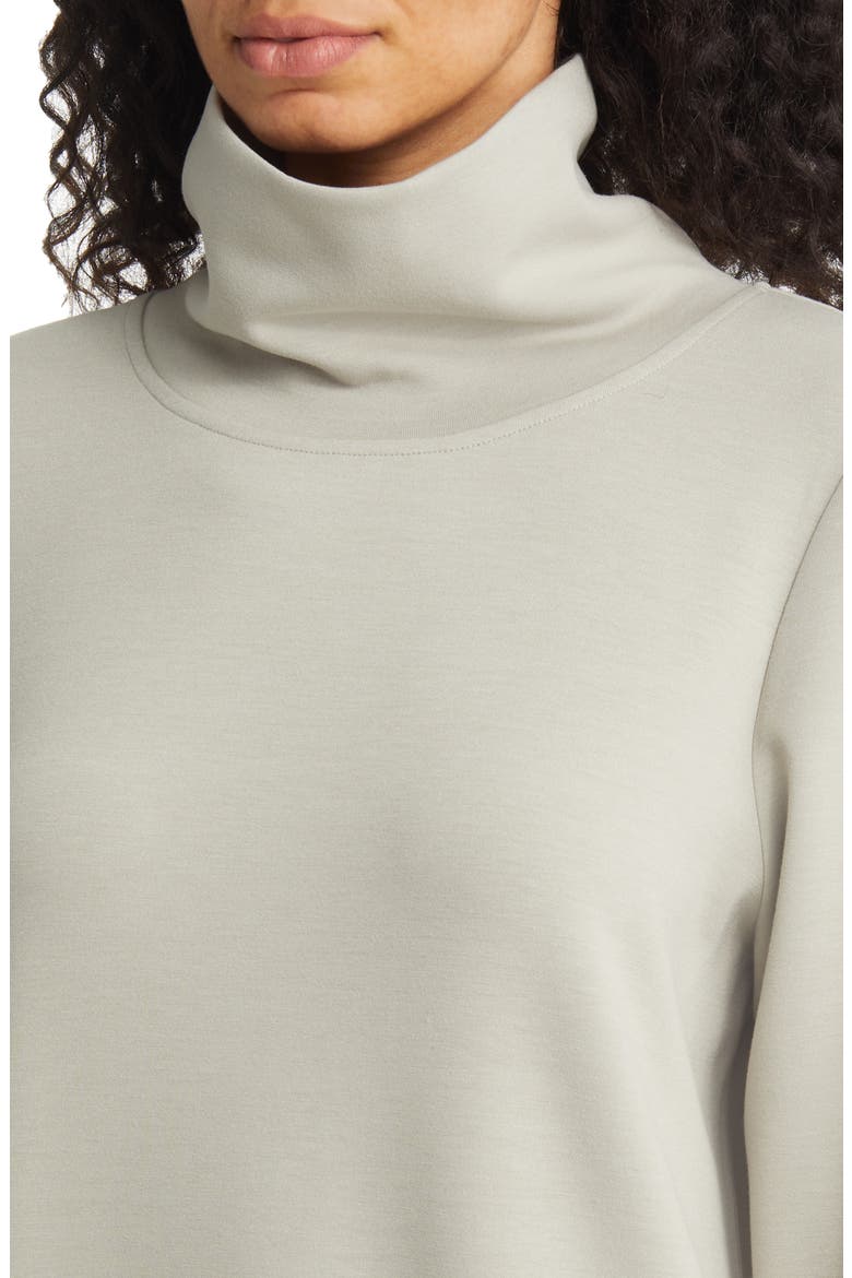Scrunch Neck Long Sleeve Shift Minidress, Alternate, color, TAN COBBLESTONE